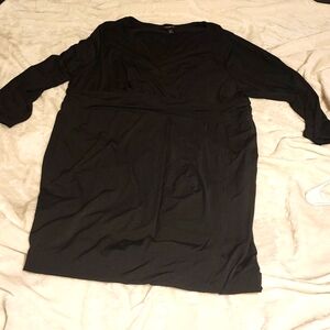 Under the knee halter, quarter sleeve, black, stretchy dress